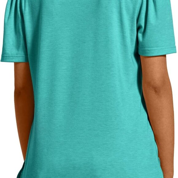 XX-Large Women's Casual Loose Fit Summer Tee with Square Neck & Puff Sleeves - Picture 3 of 3